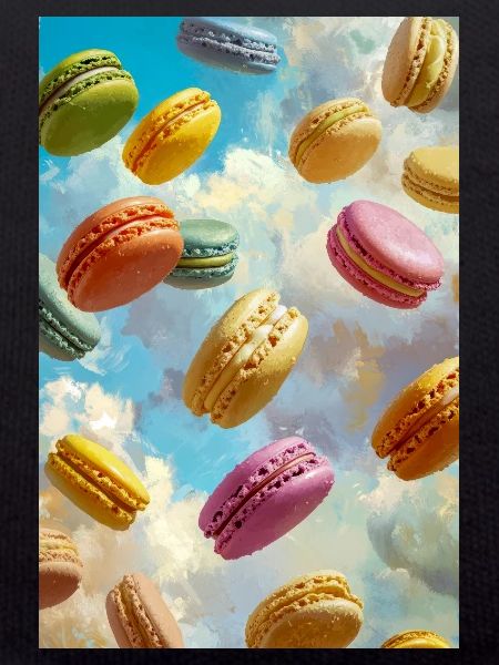 Bunte Macarons am Himmel