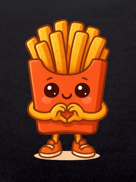 Kawaii Fries Heart Character