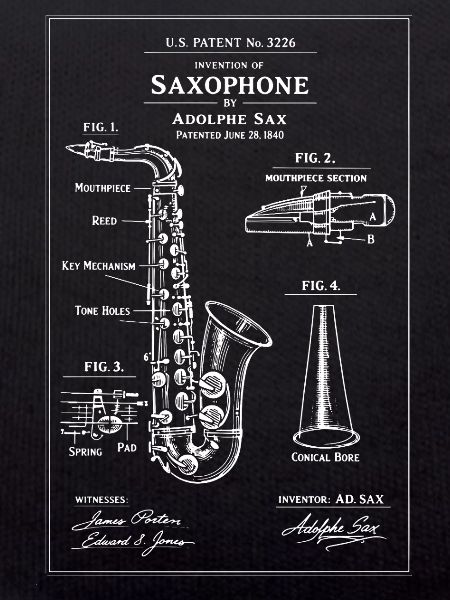 Saxophon-Blueprint-Patentdiagramm