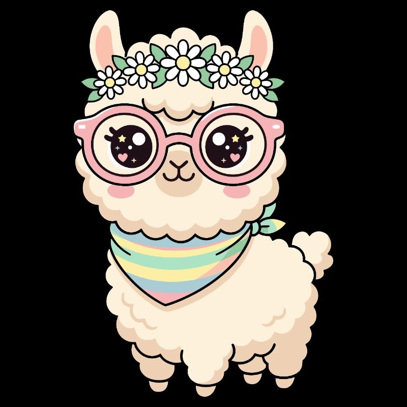 Pastelllama mit Blumenkranz