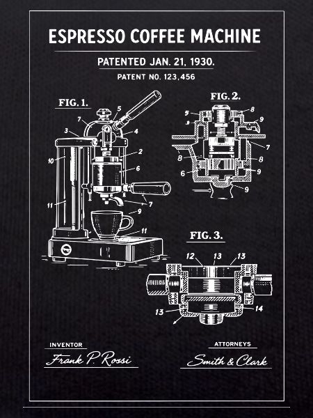 Espresso Machine Blueprint Sketch