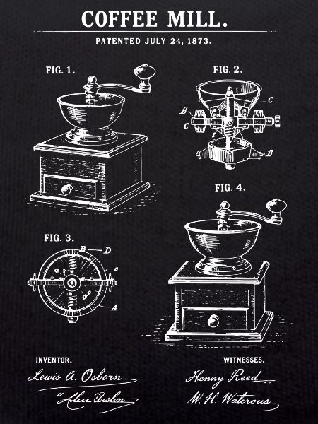 Coffee Mill Patent Blueprint