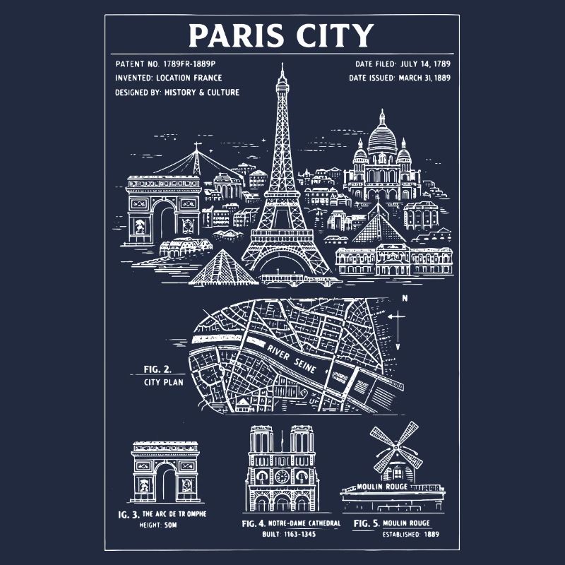 Paris Skyline Cityscape Tee