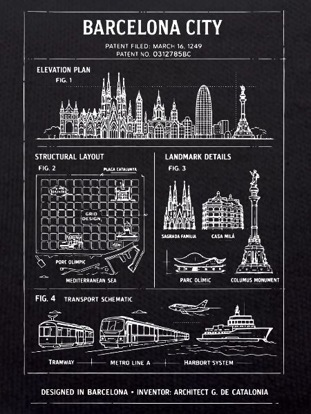 Barcelona Skyline Blueprint