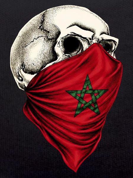Crâne du drapeau marocain du Maroc