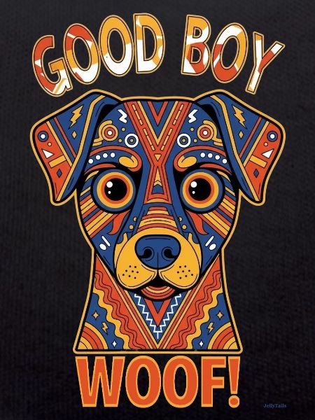 Buntes Retro-Hunde-Abschieds-Wuff-Design.