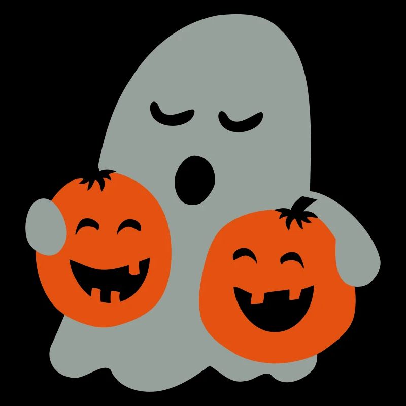 cute ghost with pumpkins
