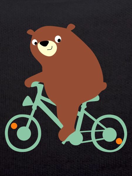 Chubby bear is riding a bike
