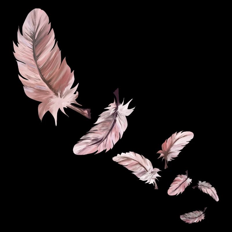 Seven pink flamingo feathers