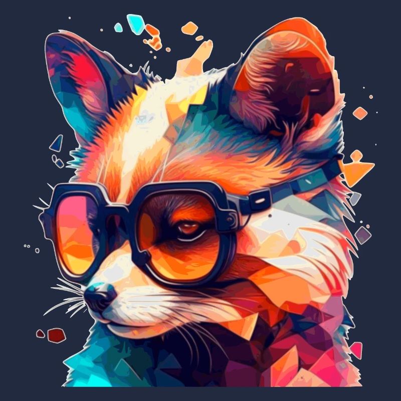 Disco Fuchs in bunten Farben mit Sonnenbrille