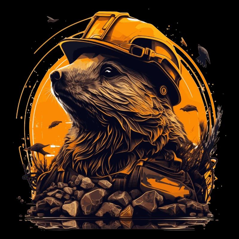 Beaver travaille sur le chantier avec un casque de sécurité jaune