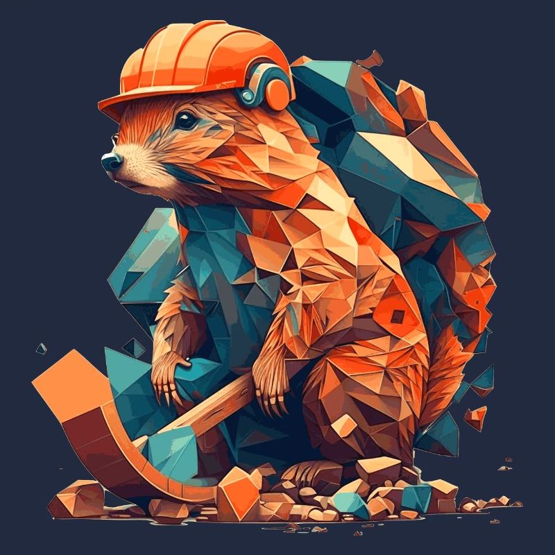 Beaver works on the construction site