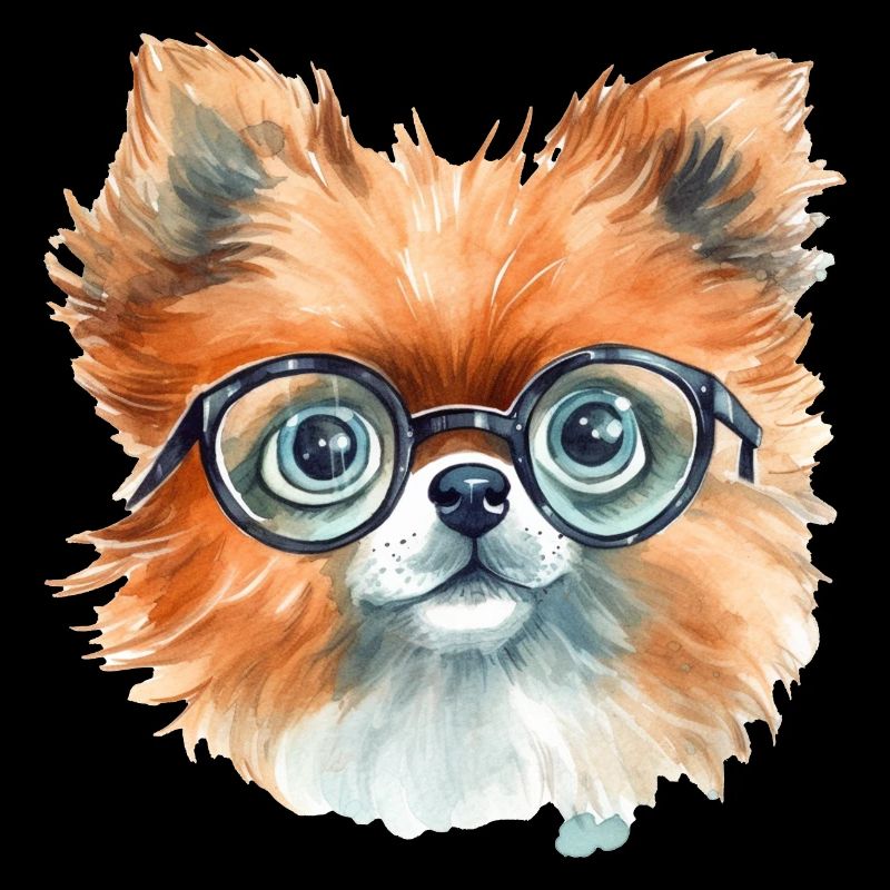 Miniature Spitz Watercolor Drawing