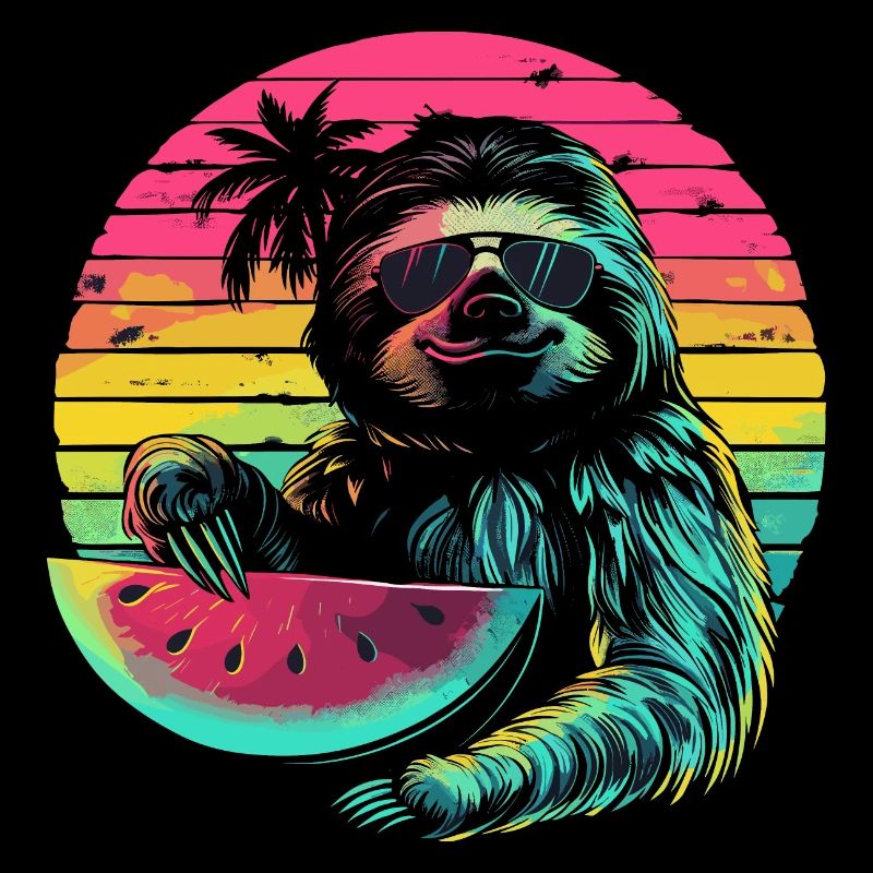 Sloth Animal Sloth Wilderness Beach Palm Trees