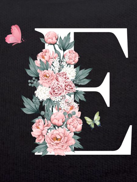 Letter e pink flowers