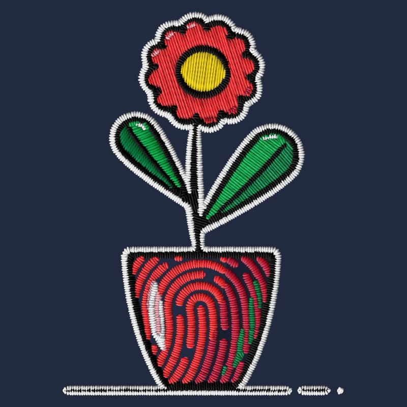 Fleur dans un pot comme motif de broderie