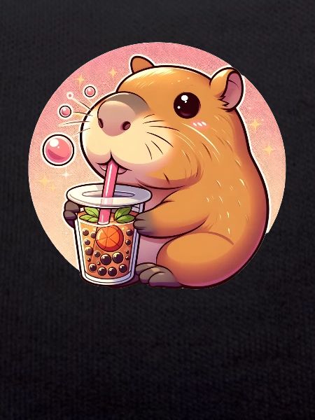 Capybara Enjoys Bubble Tea