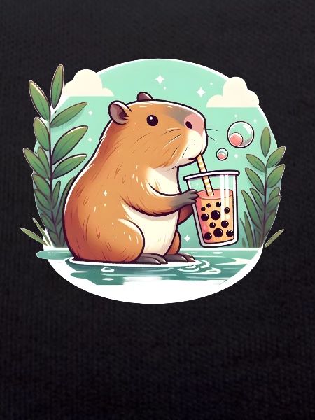 Capybara enjoys bubble tea