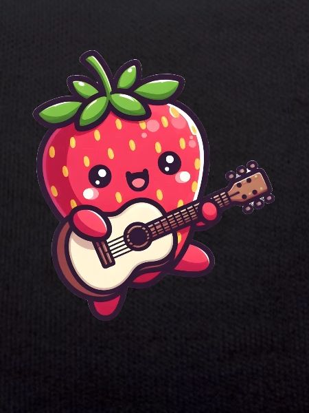 Cute strawberry with guitar