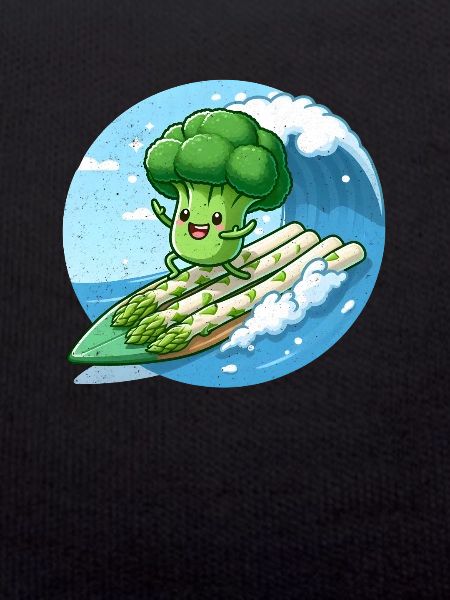 Broccoli surfs on asparagus