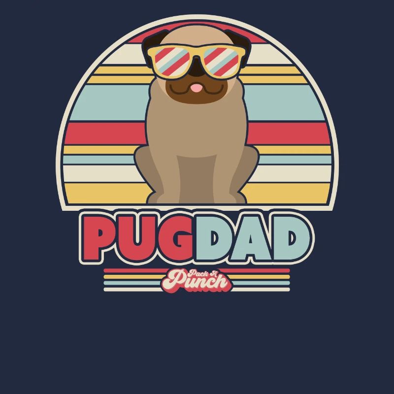 Graphique de Pug Dad. Conception de style rétro