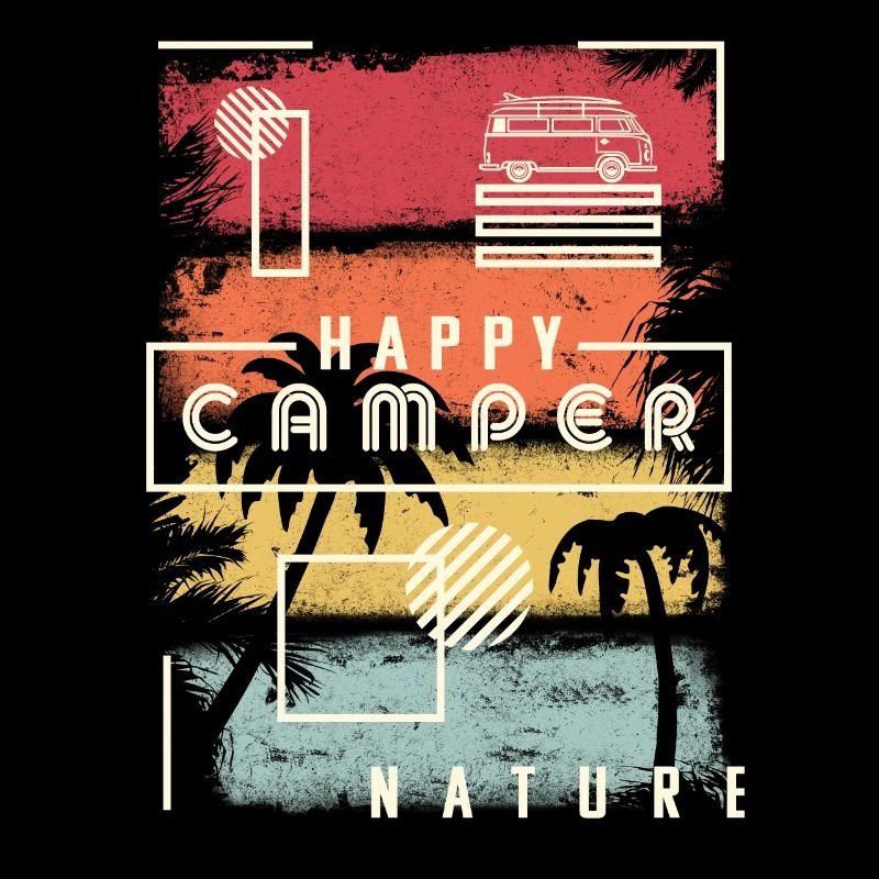 Conception heureuse de campeur. Nature de style rétro, à l'extérieur