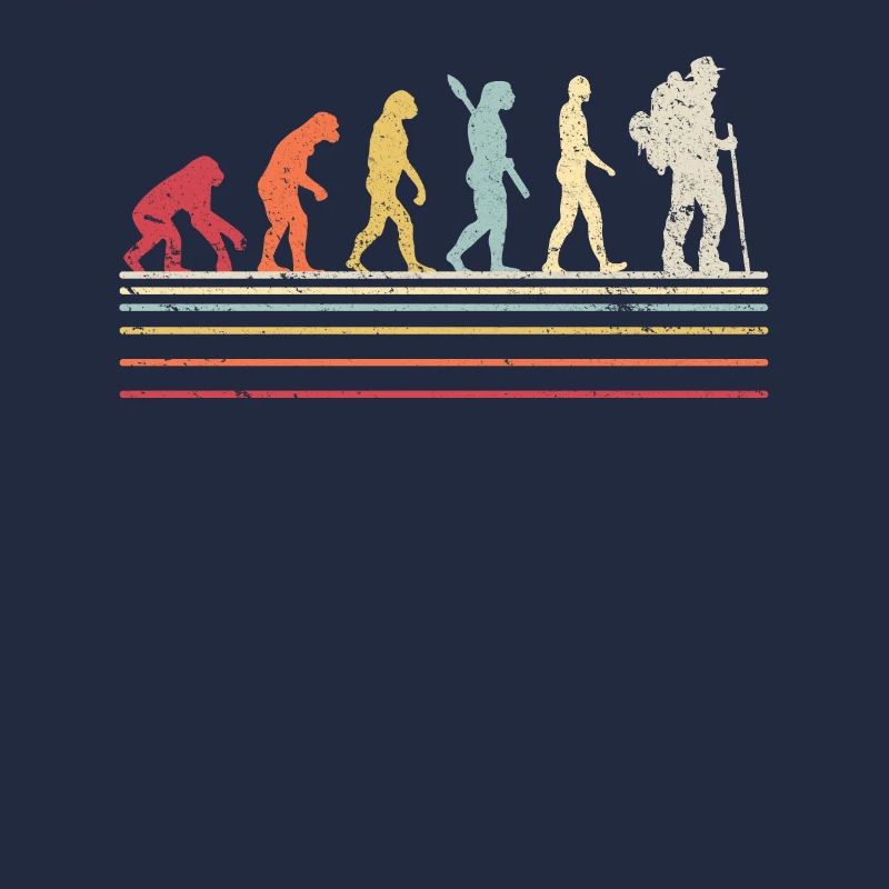 Hiking Graphic. Retro Style Evolution Design For