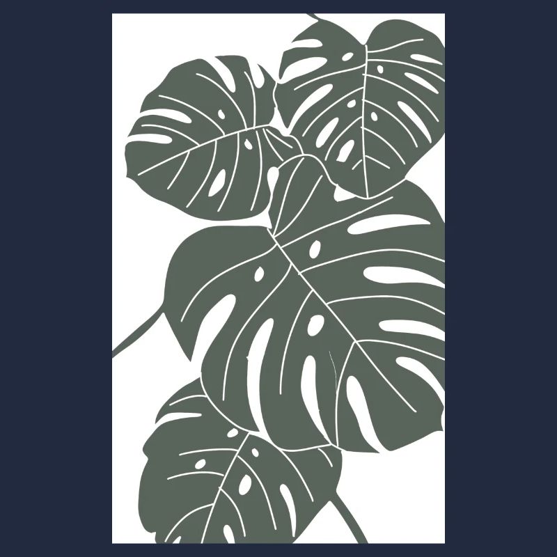 Monstera digital Art vert/blanc