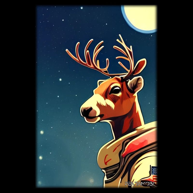 Reindeer Astronaut Future Sci-Fi Technology