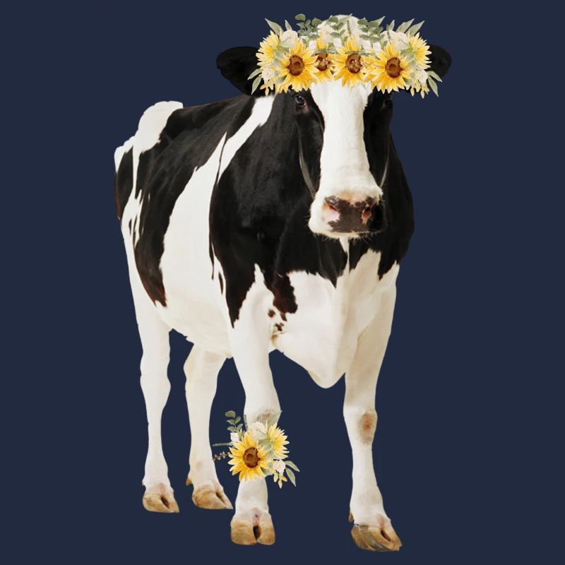 Holstein Kuh mit Blüten