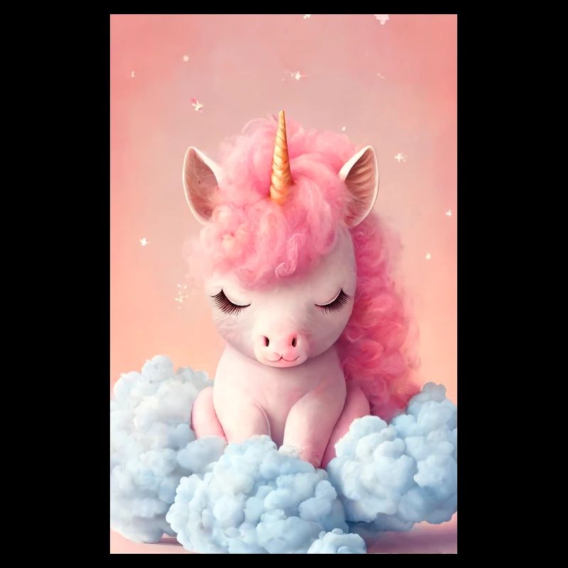 adorable bébé licorne endormi sur un nuage
