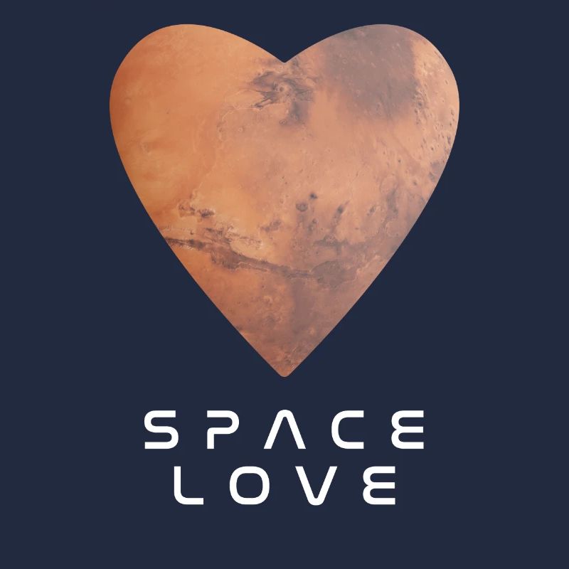 Der Planet Mars in Form eines Herzens