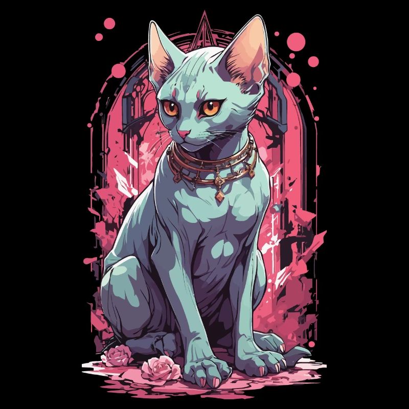 Magical Sphynx Cat Pastel Gothic Illustration