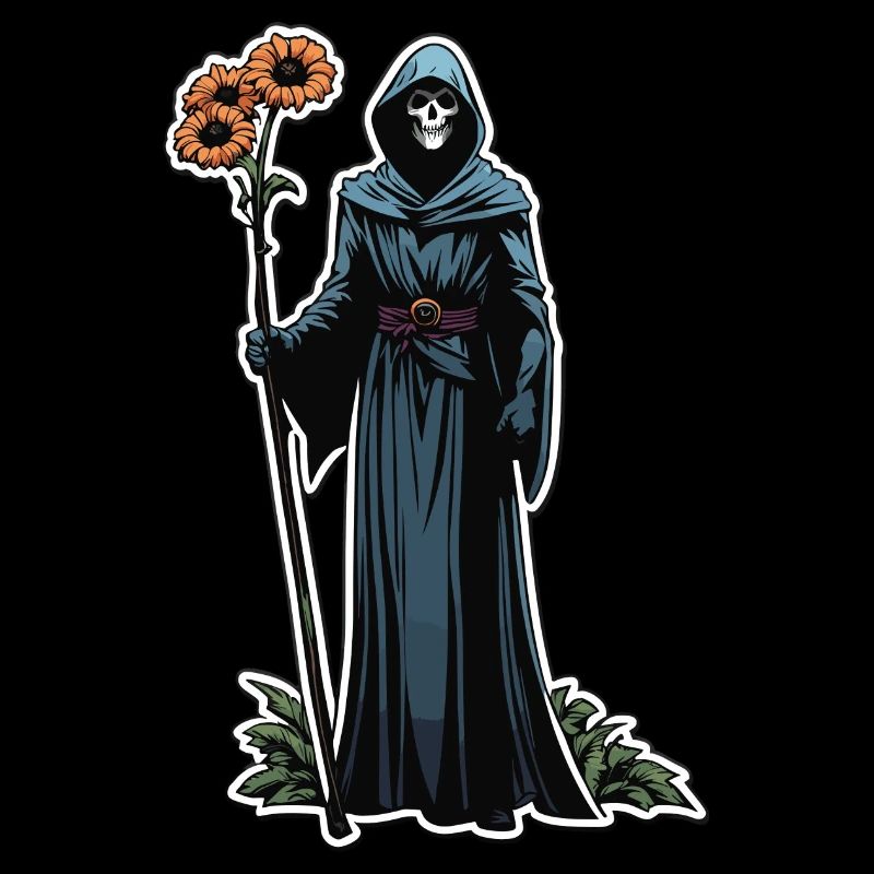 Grim Reaper Flowers Illustration