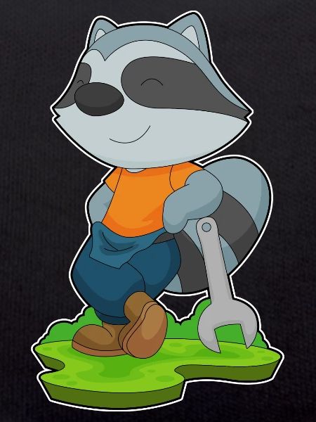 Raccoon Mechanic Wrench Workshop