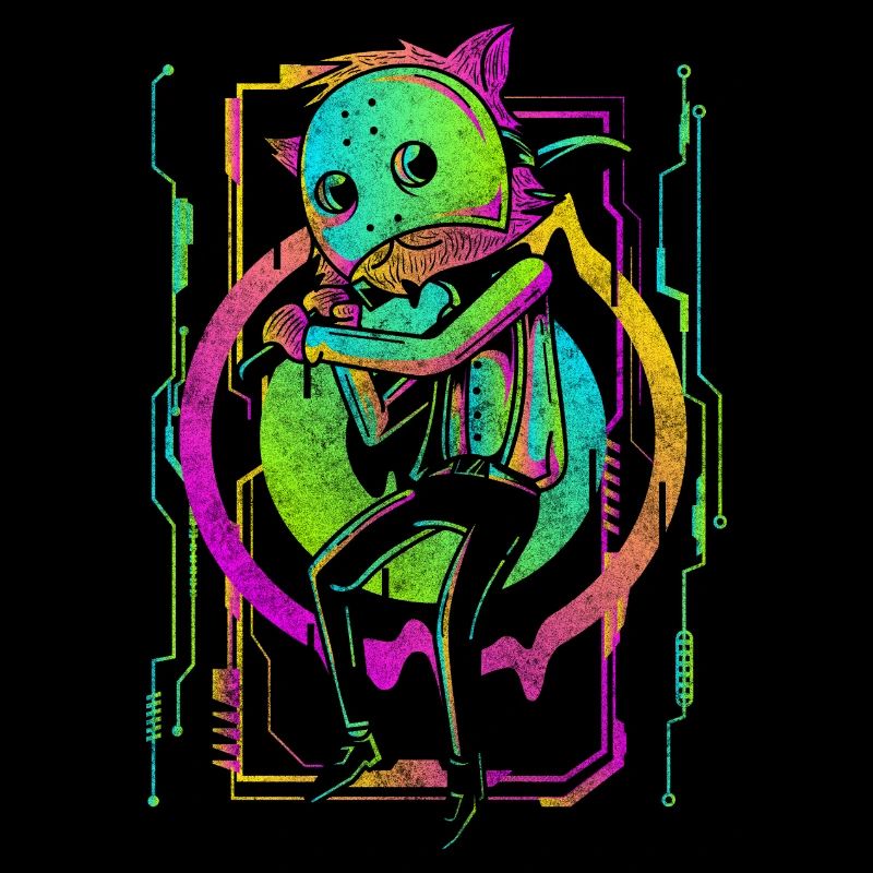 Cyberpunk Robot Neon Manga