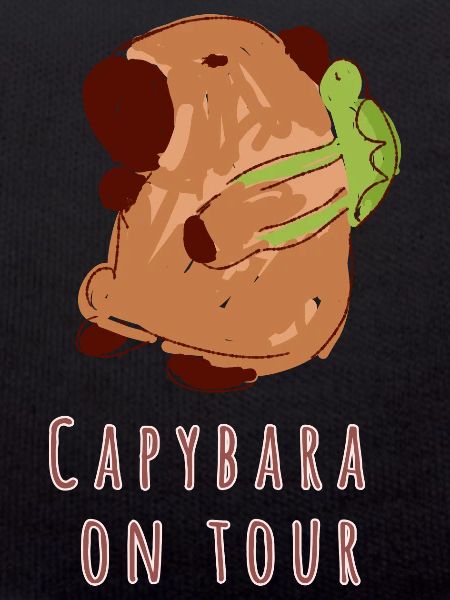 Capybara,backpack,turtle,on tour