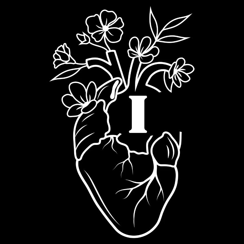 Buchstabe i Herz weiße florale Anatomie
