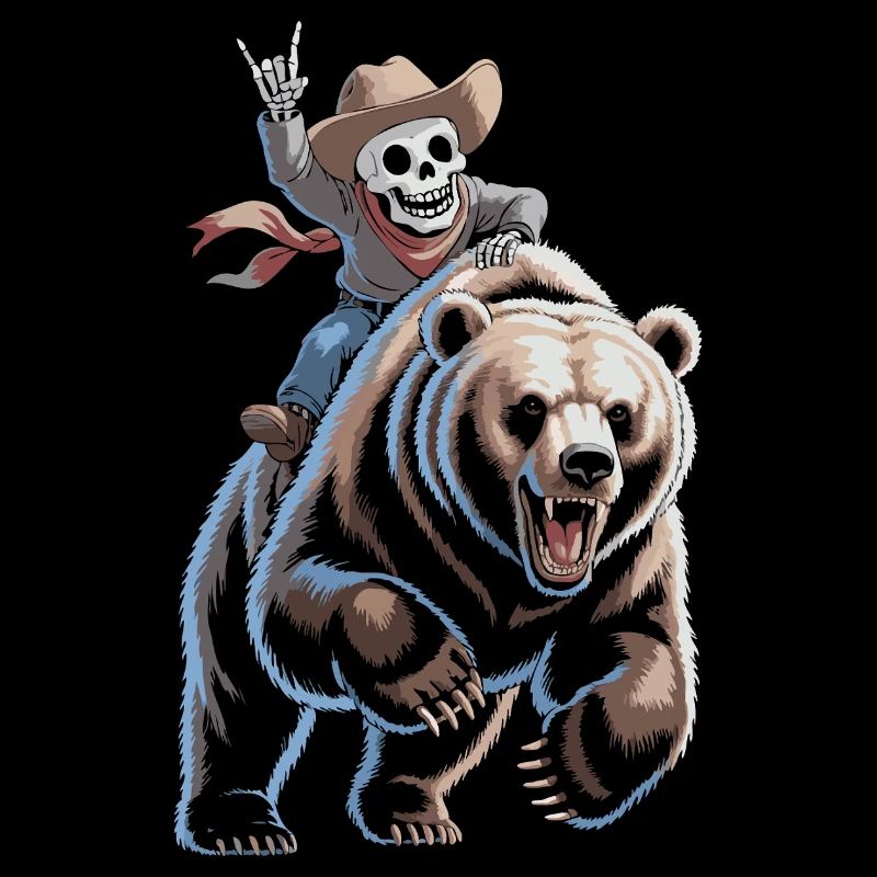 Skelett Cowboy auf Bär