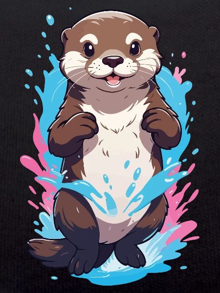 Cute Playful Otter Splash Joy