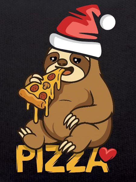 Sloth eating pizza Christmas design