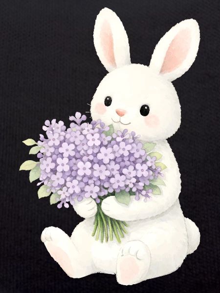 Bunny with lilac illustration
