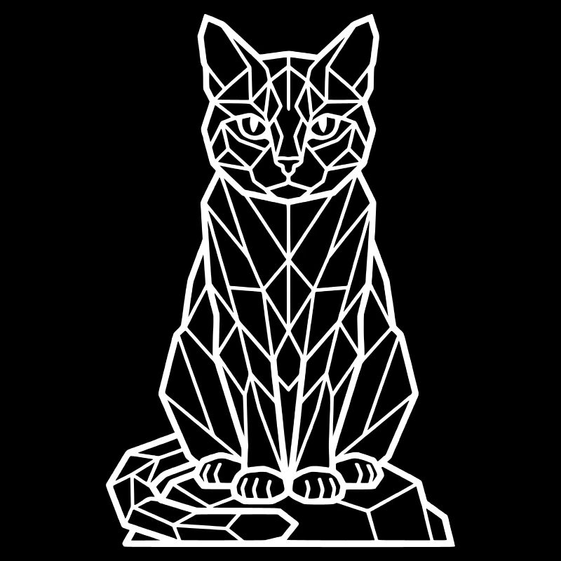 Geometric Cat Line - white
