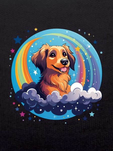Dog with rainbow sky