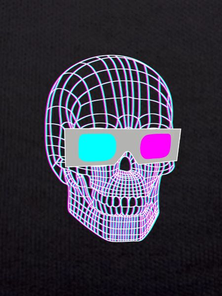 3D Schädel Mit 3D Brille