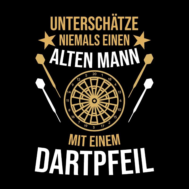 Alten Mann mit einem Dartpfeil