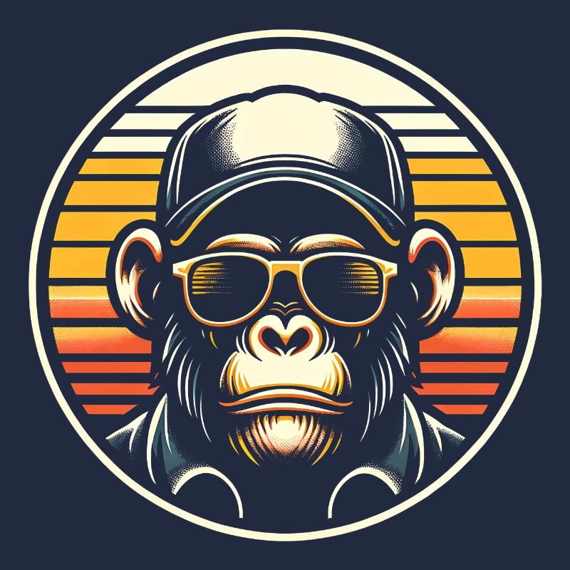 Cooler Schimpanse mit Sonnenbrille und Basecap