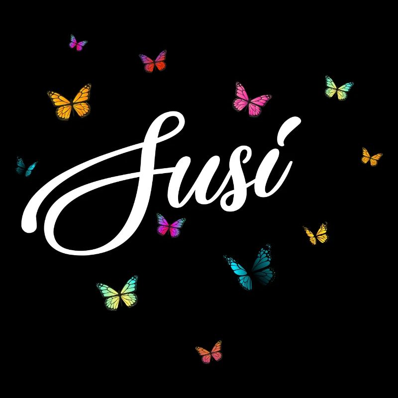 SUSI - Mädchen Name mit bunten Schmetterlingen