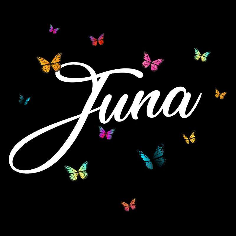 JUNA - Mädchen Name mit bunten Schmetterlingen