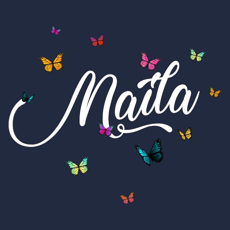 MAILA - Mädchen Name mit bunten Schmetterlingen